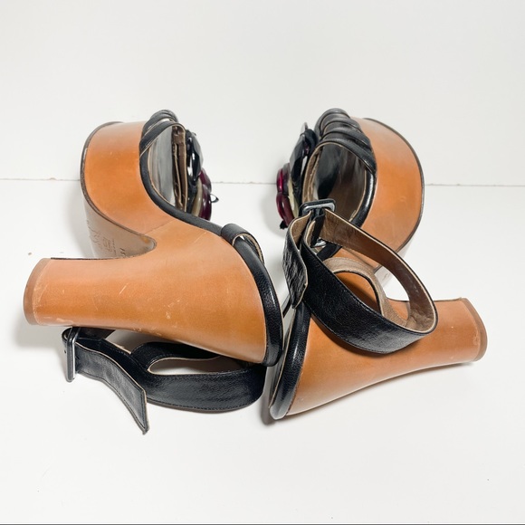 Marni Block Heel Plastic Floral Ankle Strap Size 41 - Picture 7 of 8